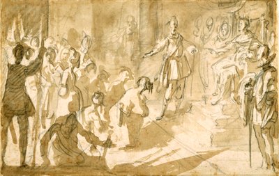 El almirante Inghirami presentando prisioneros turcos al rey Fernando I de Toscana, c.1615 de Jacques Callot