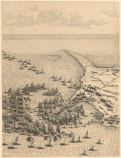Detalle de «El asedio de la ciudadela de San Martín en la Isla de Ré» de Jacques Callot