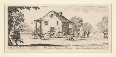 Escena de batalla frente a una casa, de The Miseries and Disasters of War, #4 de un conjunto de 18 de Jacques Callot