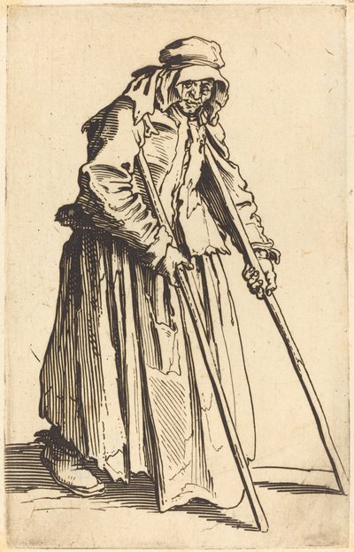 Mendiga con muletas, c. 1622 de Jacques Callot