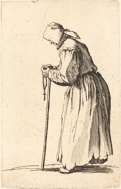Mujer mendiga con rosario de Jacques Callot