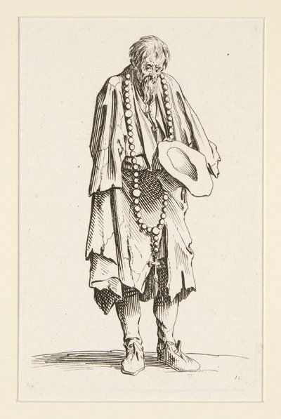 Mendiga con rosario, de Los mendigos (Le mendiant au rosaire) de Jacques Callot