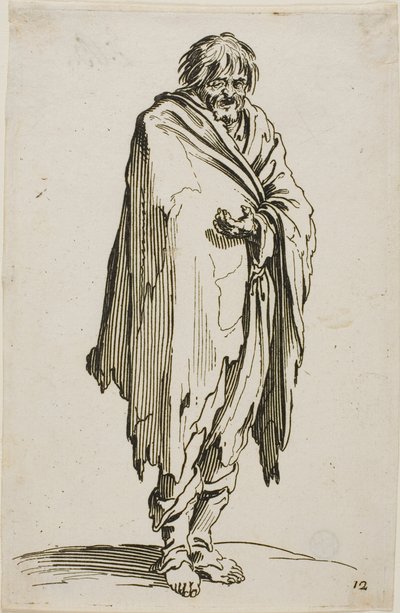 Mendigo sin sombrero ni zapatos, placa doce de Los mendigos de Jacques Callot
