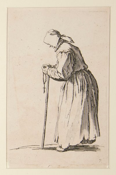 Mendiga con rosario, de Los mendigos (La mendiante aux rosaire) de Jacques Callot