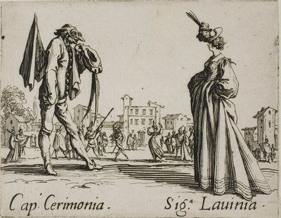 Capitán Ceremonia - Lady Lavinia, lámina 3 de Balli di Sfessania de Jacques Callot
