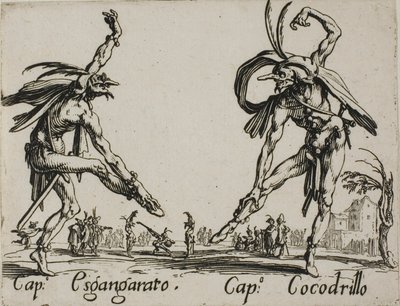 Capitán Esgangarato - Capitán Cocodrillo, placa 14 de Balli di Sfessania de Jacques Callot
