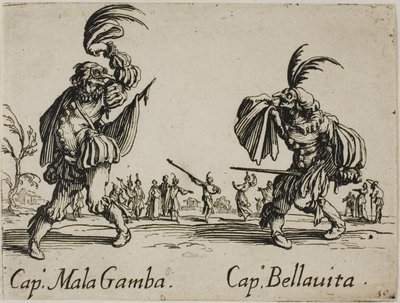 Capitán Mala Gamba - Capitán Bellavita, placa 15 de Balli di Sfessania de Jacques Callot