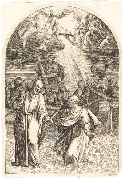 Cristo caminando sobre el agua [segunda placa] de Jacques Callot