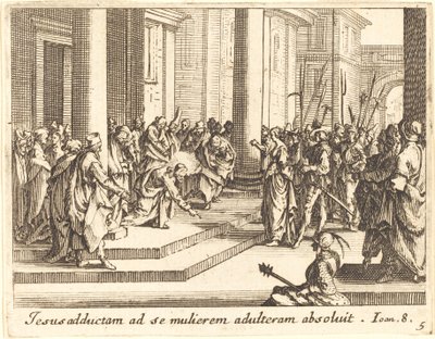 Cristo y la mujer sorprendida en adulterio de Jacques Callot
