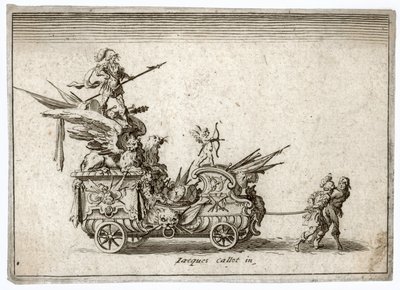 Combat a la barriere. Grabado Un carro. Meaume 490-503 ... (grabado) de Jacques Callot