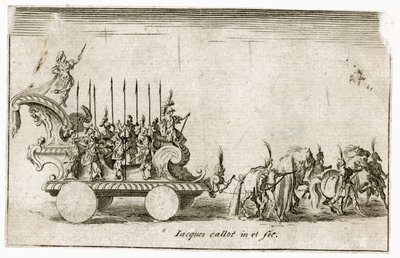 Combat a la barriere: Entrada de su Alteza el Duque Carlos IV, representando el sol ... (grabado) de Jacques Callot