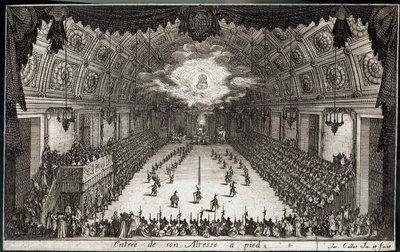 Combat a la barriere: Entrada a pie de Su Alteza el Duque Carlos IV de Lorena ... (grabado) de Jacques Callot
