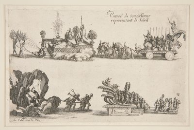 ¿Lucha? la Barrera, Entrada de su Alteza (Carlos IV) representando al Sol de Jacques Callot