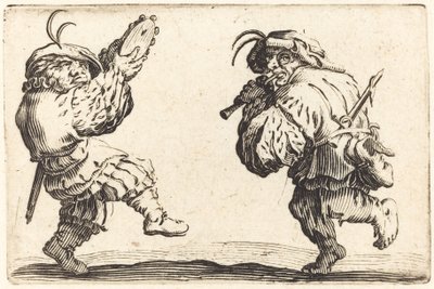 Bailarines con flauta y pandereta de Jacques Callot