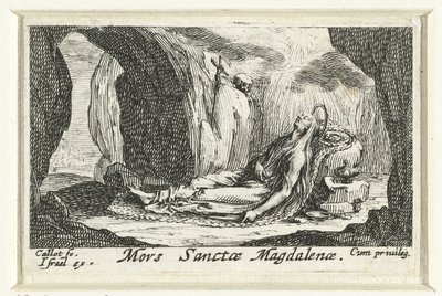 De dood van María Magdalena Muerte de Santa Magdalena (título sobre el objeto) De boetvaardige heiligen (título de la serie) de Jacques Callot