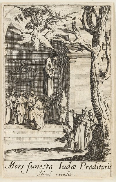 Muerte de Judas, lámina catorce de Los martirios de los apóstoles de Jacques Callot