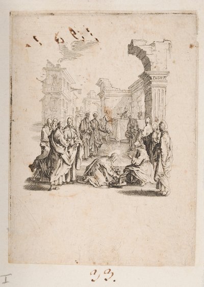 Discípulo lavando los pies de Cristo, n. 1 de 11 de La Petite Passion de Jacques Callot