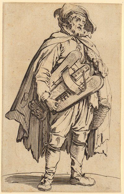 Tañedor de zanfoña, lámina 2 de la serie «Los mendigos» de Jacques Callot