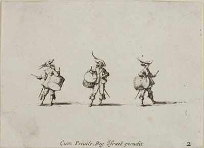 Ejercicio con tambores, placa dos de Los ejercicios militares de Jacques Callot
