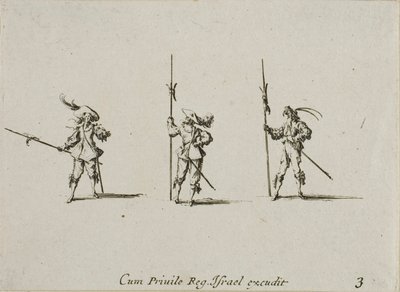 Ejercicio con alabardas, lámina tres de Los ejercicios militares de Jacques Callot