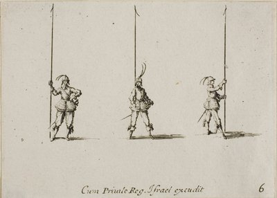 Ejercicio con pica levantada, plancha seis de Los ejercicios militares de Jacques Callot