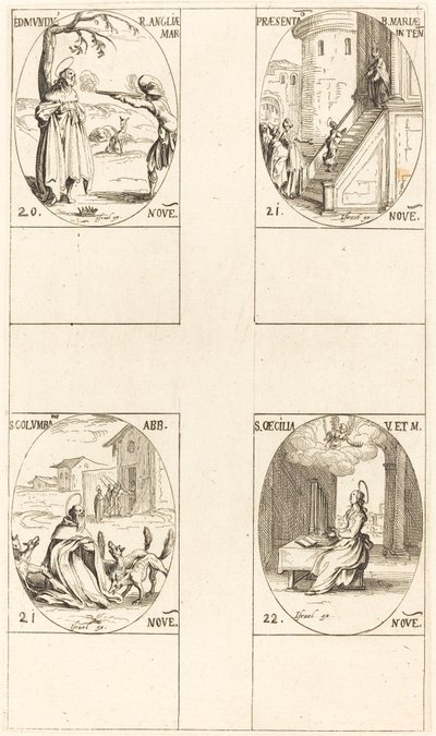Edmundo, Rey de Inglaterra, Mártir, Presentación de la Virgen, San Columba, Santa Cecilia de Jacques Callot