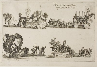 Entrada de Su Alteza, Representando el Sol, del Combate en la Barrera de Jacques Callot