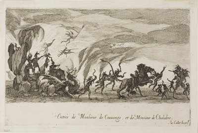 Entrada de M. de Couvonage y M. de Chalabre, del Combate en la Barrera de Jacques Callot
