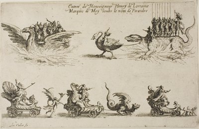 Entrada de Monseigneur Henry de Lorraine, Marqués de Moy, bajo el nombre de Pirandre, del Combate en la Barrera de Jacques Callot