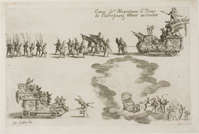 Entrada del Monseñor el Príncipe de Phalsbourg, Defensor en el Combate, de El combate en la barrera de Jacques Callot