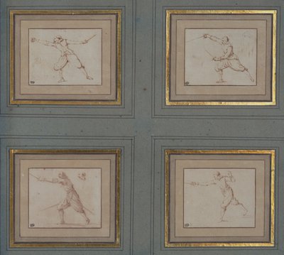 Cuatro estudios de un esgrimista, 1766-69 de Jacques Callot