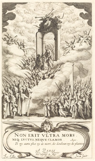 Frontispicio para "El calendario de los santos" de Jacques Callot