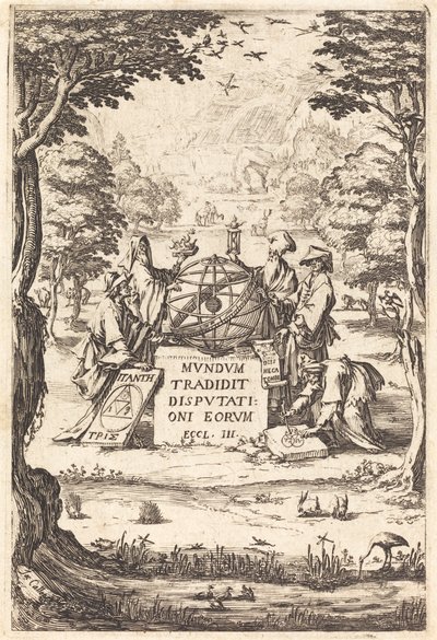 Frontispicio para la Sagrada Cosmología (Título con astrólogos) de Jacques Callot