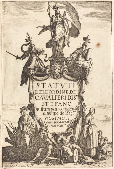 Frontispicio para los Estatutos de la Orden de los Caballeros de San Esteban de Jacques Callot
