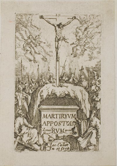 Frontispicio, de Los martirios de los Apóstoles de Jacques Callot