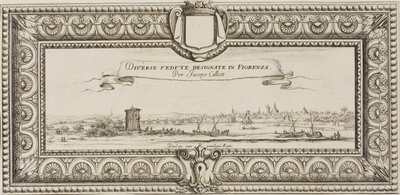 Frontispicio, de varias escenas diseñadas en Florencia de Jacques Callot