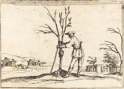 Jardinero podando un árbol de Jacques Callot