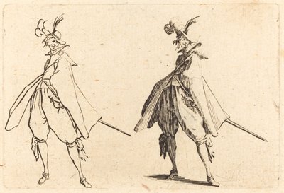 Caballero con gran manto, vista frontal de Jacques Callot