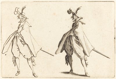 Caballero con gran manto, vista frontal de Jacques Callot