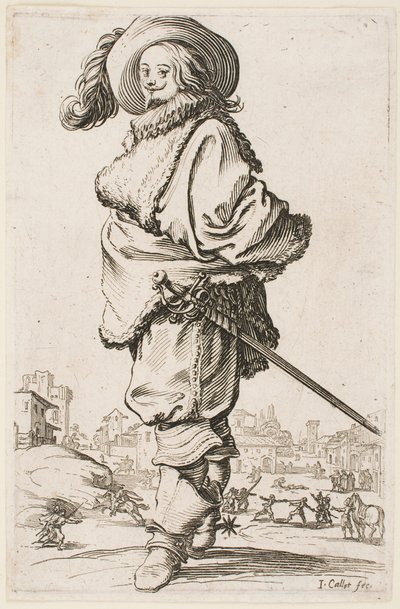 Caballero con capa de piel, de la serie “La nobleza de Lorena” de Jacques Callot