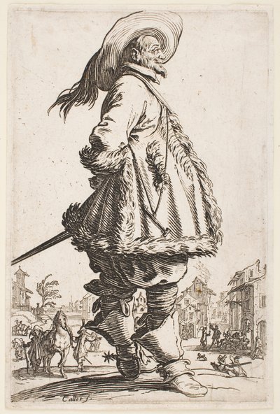 Caballero con abrigo de piel, de la serie “La nobleza de Lorena” de Jacques Callot