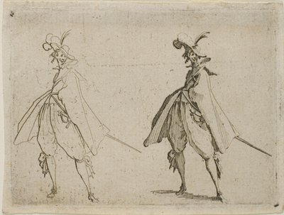 Caballero con gran capa, visto de frente, de Los Caprichos de Jacques Callot