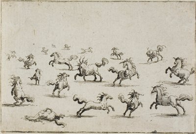 Caballos en libertad, de Los Caprichos de Jacques Callot