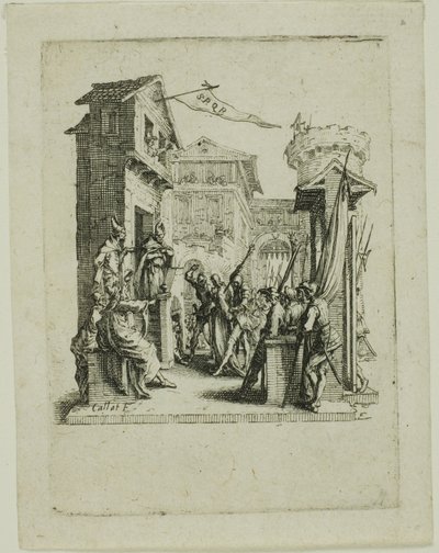 Jesús ante Caifás, de La Pequeña Pasión de Jacques Callot