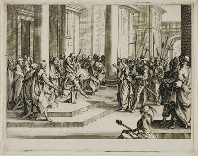 Jesús y la mujer adúltera, del Nuevo Testamento de Jacques Callot