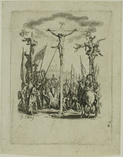Jesús es atravesado por una lanza, de La pequeña Pasión de Jacques Callot