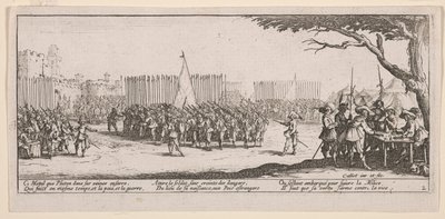Enrolling the Troops, ilustración de Las grandes miserias de la guerra de Jacques Callot