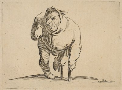 LEstropié a la Béquille et a La Jambe de Bois El lisiado con una muleta y una pierna de madera, 1616-22 de Jacques Callot