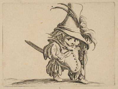El hombre con un vientre caído y un sombrero muy alto, 1616-22 de Jacques Callot