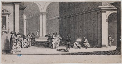 La Gran Pasión, El lavatorio de los pies. Primera lámina de una serie de 7 láminas (Lieure 281, Meaume 12) de Jacques Callot
